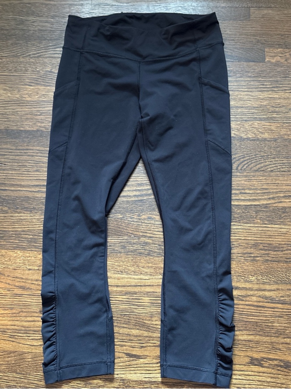 lululemon athletica Black Capri Leggings with Ruched Ankles